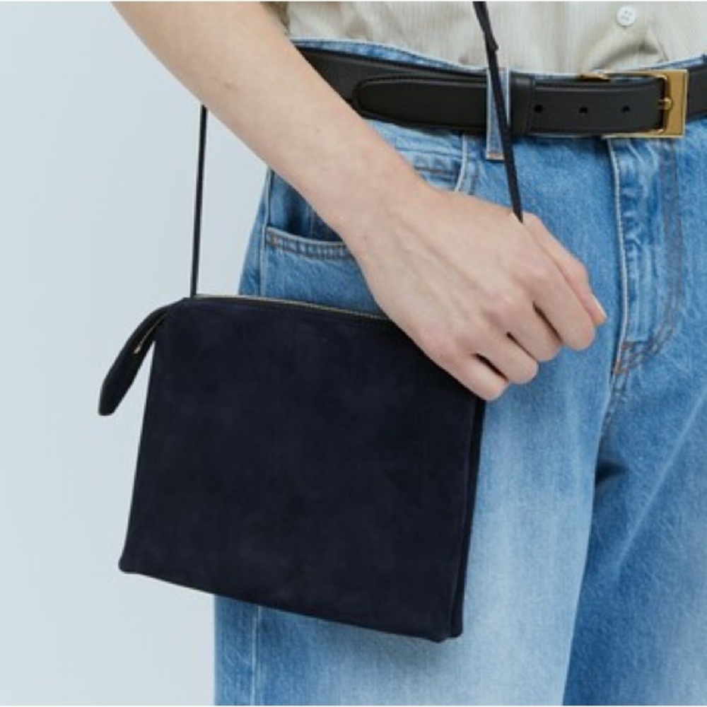 The Row Nu Mini Twin Crossbody Bag in Blue Suede